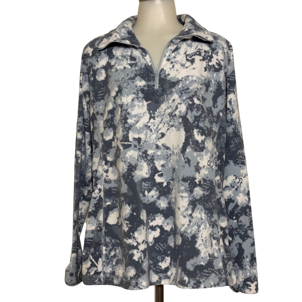 Columbia Glacial IV 1/4 Zip Fleece Pullover Womens L Blue Marble Print Excellent
